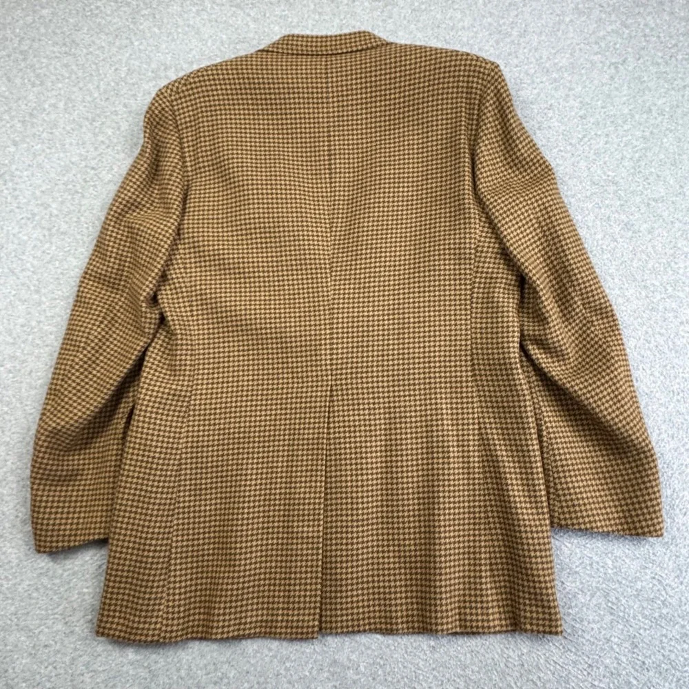 Aquascutum London Vintage Pure Virgin Wool Houndstooth Blazer Brown Mens 44